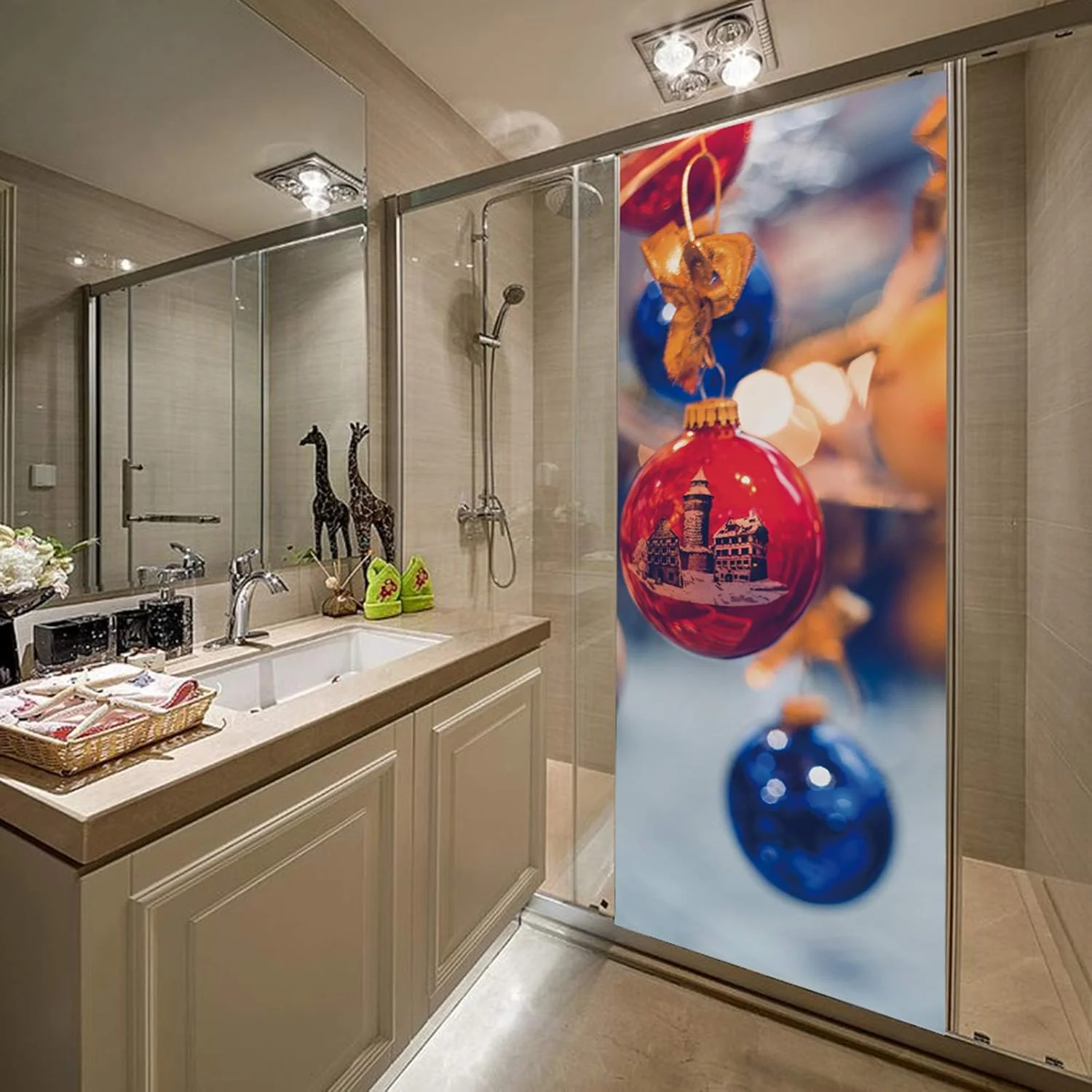 2 عدد/ست برچسب درب یخچال طرح توپ کریسمس، ضد آب، دکوراسیون دیوار 2 عدد/ست برچسب درب یخچال طرح توپ کریسمس، ضد آب، دکوراسیون دیوار