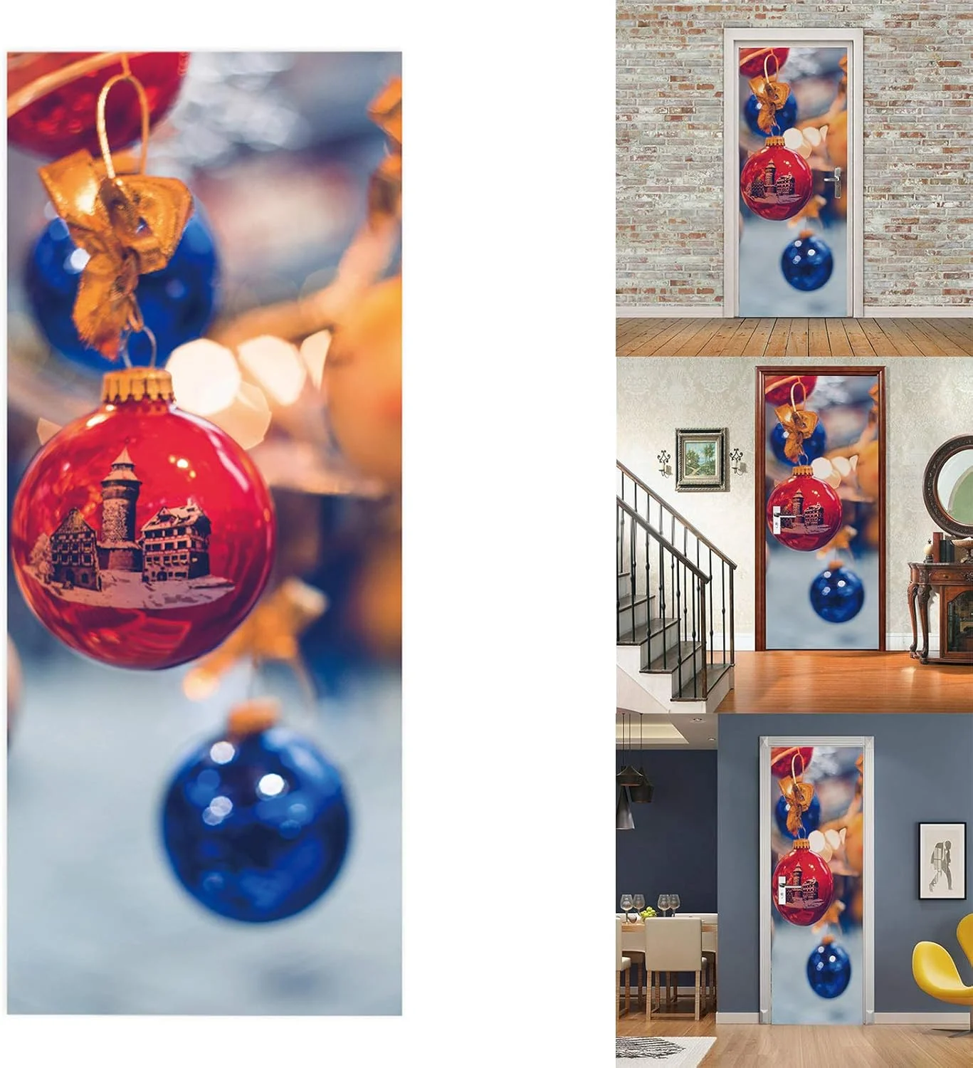 2 عدد/ست برچسب درب یخچال طرح توپ کریسمس، ضد آب، دکوراسیون دیوار 2 عدد/ست برچسب درب یخچال طرح توپ کریسمس، ضد آب، دکوراسیون دیوار