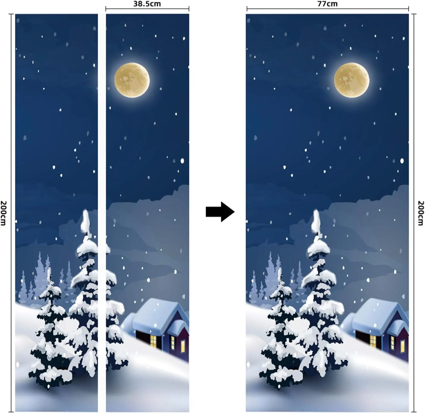 2 عدد/ست برچسب درب یخچال زمستانی کریسمس، ضد آب، برچسب دیواری