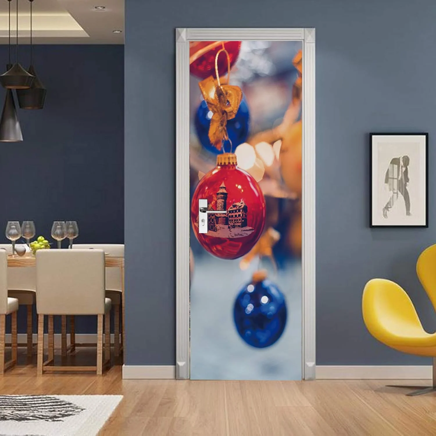 2 عدد/ست برچسب درب یخچال طرح توپ کریسمس، ضد آب، دکوراسیون دیوار 2 عدد/ست برچسب درب یخچال طرح توپ کریسمس، ضد آب، دکوراسیون دیوار