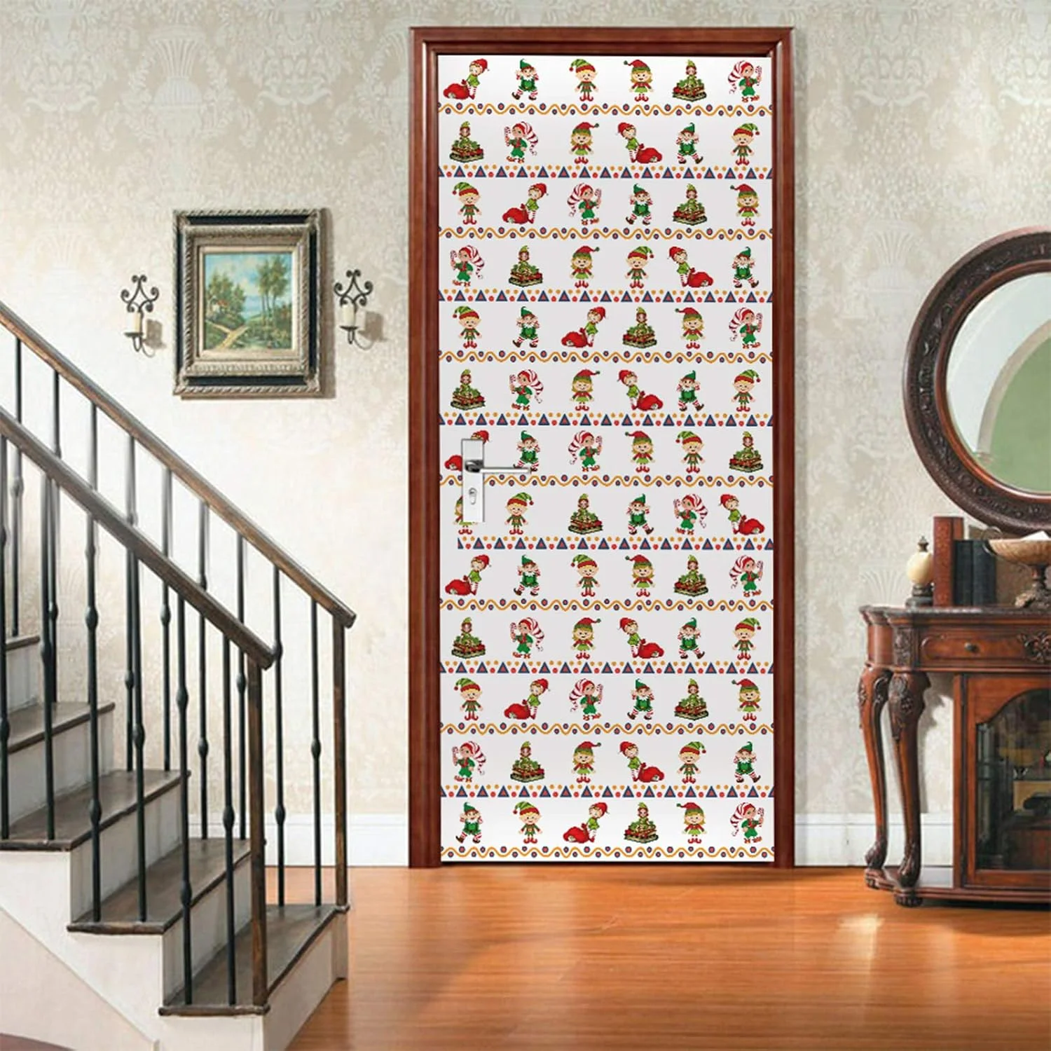 2 عدد/ست برچسب درب یخچال کودکانه کریسمس، دکور دیوارنگاره