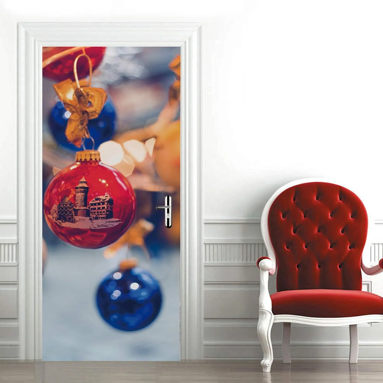 2 عدد/ست برچسب درب یخچال طرح توپ کریسمس، ضد آب، دکوراسیون دیوار 2 عدد/ست برچسب درب یخچال طرح توپ کریسمس، ضد آب، دکوراسیون دیوار