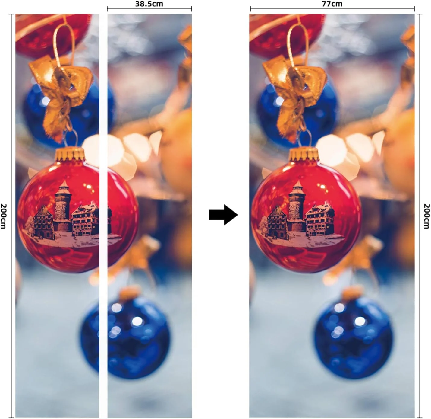 2 عدد/ست برچسب درب یخچال طرح توپ کریسمس، ضد آب، دکوراسیون دیوار 2 عدد/ست برچسب درب یخچال طرح توپ کریسمس، ضد آب، دکوراسیون دیوار