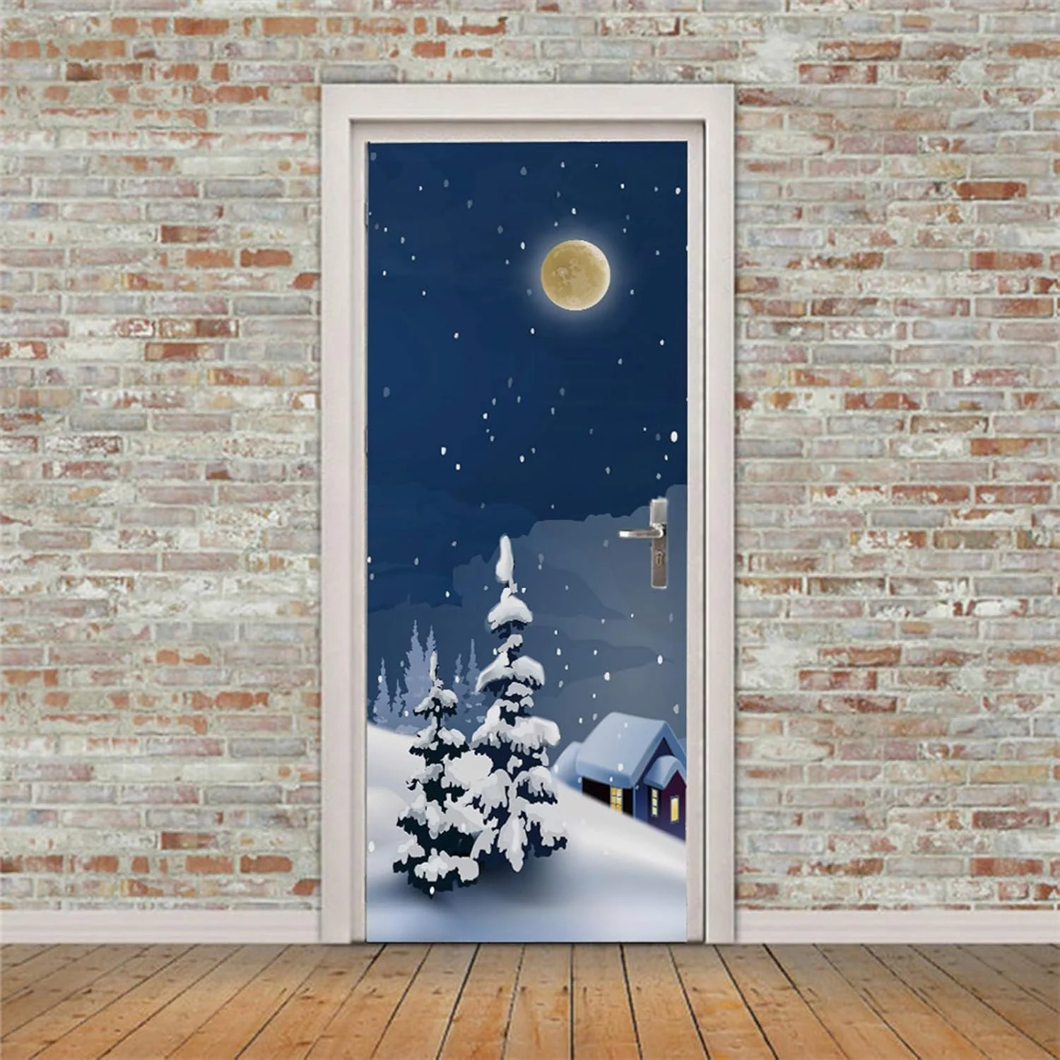 2 عدد/ست برچسب درب یخچال زمستانی کریسمس، ضد آب، برچسب دیواری