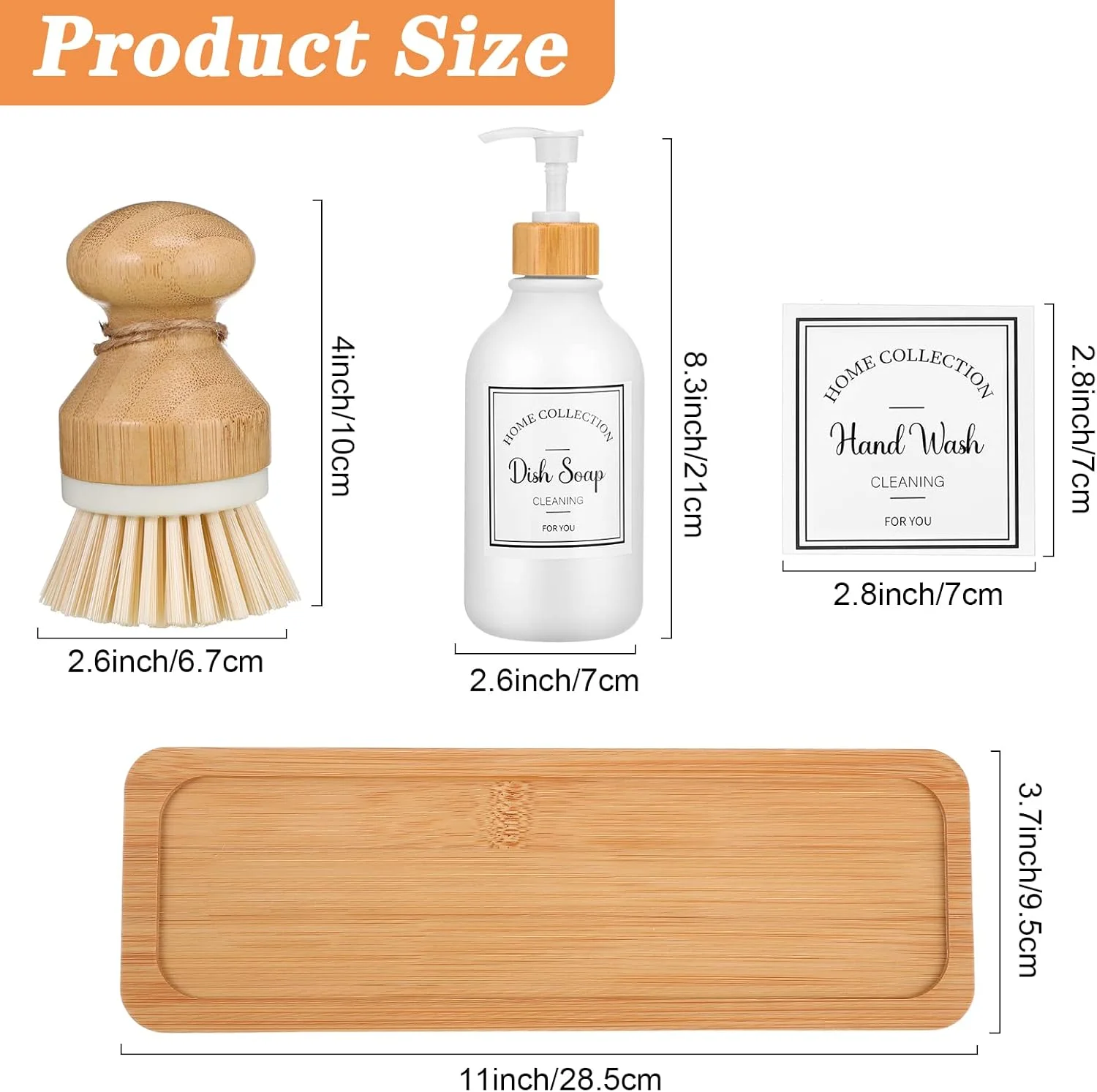 ست 4 تکه جا مایع ظرفشویی آشپزخانه Zopeal، ظرف 16 اونسی با پمپ بامبو، سینی و برس، برچسب های ضد آب حمام برای لوسیون دست (سفید مات) (TV-Zopeal-1884913) ست 4 تکه جا مایع ظرفشویی آشپزخانه Zopeal، ظرف 16 اونسی با پمپ بامبو، سینی و برس، برچسب های ضد آب حمام برای لوسیون دست (سفید مات) (TV-Zopeal-1884913)