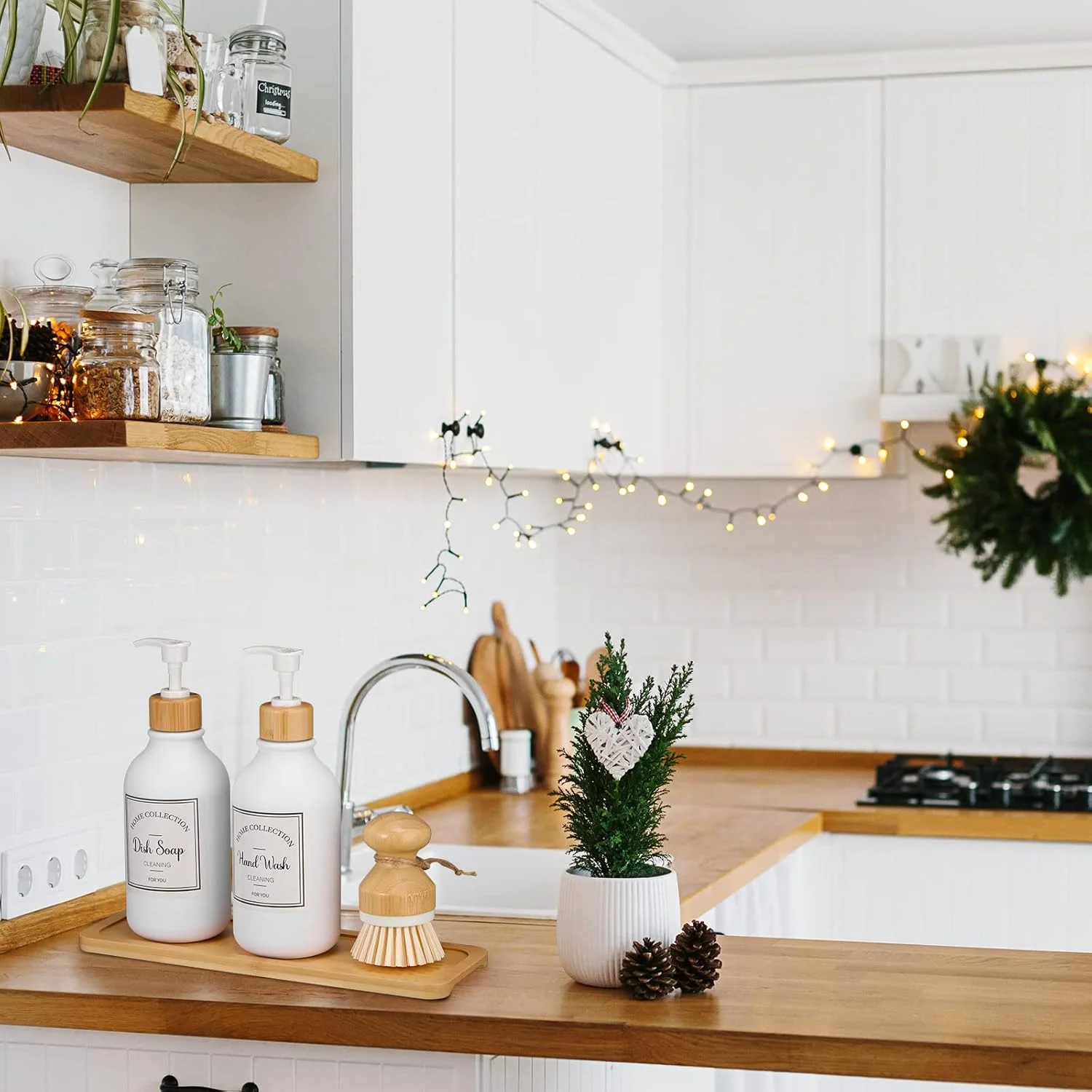 ست 4 تکه جا مایع ظرفشویی آشپزخانه Zopeal، ظرف 16 اونسی با پمپ بامبو، سینی و برس، برچسب های ضد آب حمام برای لوسیون دست (سفید مات) (TV-Zopeal-1884913) ست 4 تکه جا مایع ظرفشویی آشپزخانه Zopeal، ظرف 16 اونسی با پمپ بامبو، سینی و برس، برچسب های ضد آب حمام برای لوسیون دست (سفید مات) (TV-Zopeal-1884913)