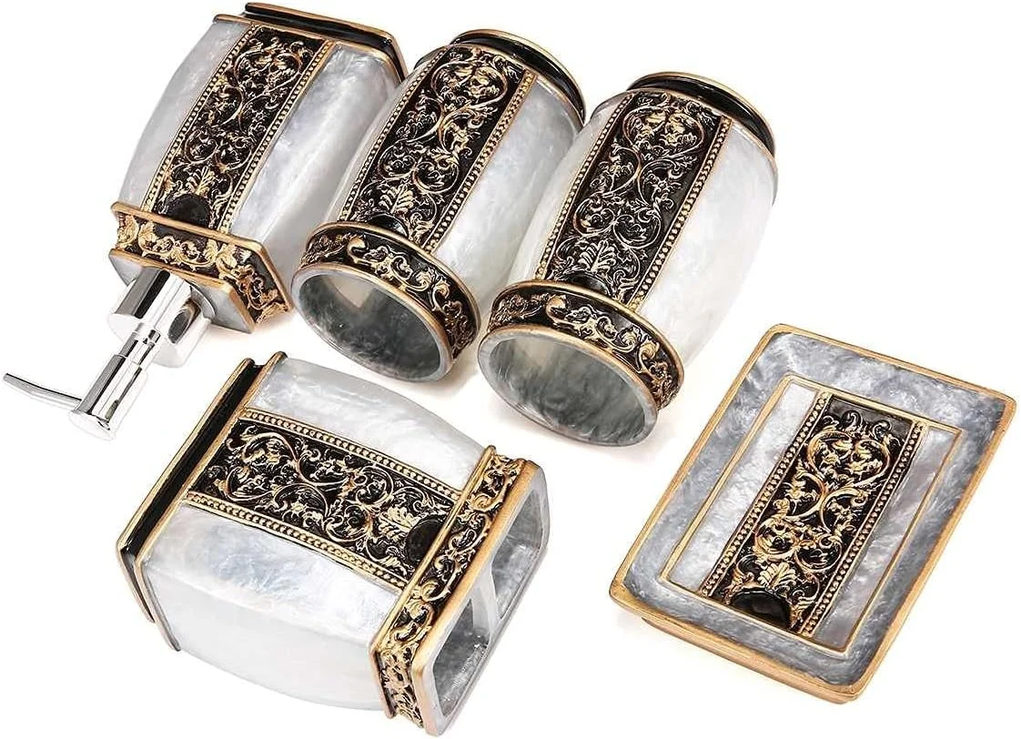 ست 5 تکه جا صابونی zxb-shop، جا صابونی رزینی آشپزخانه، مناسب برای خانه، هتل، حمام، لوازم جانبی حمام هتل، بطری صابون (رنگ : A)