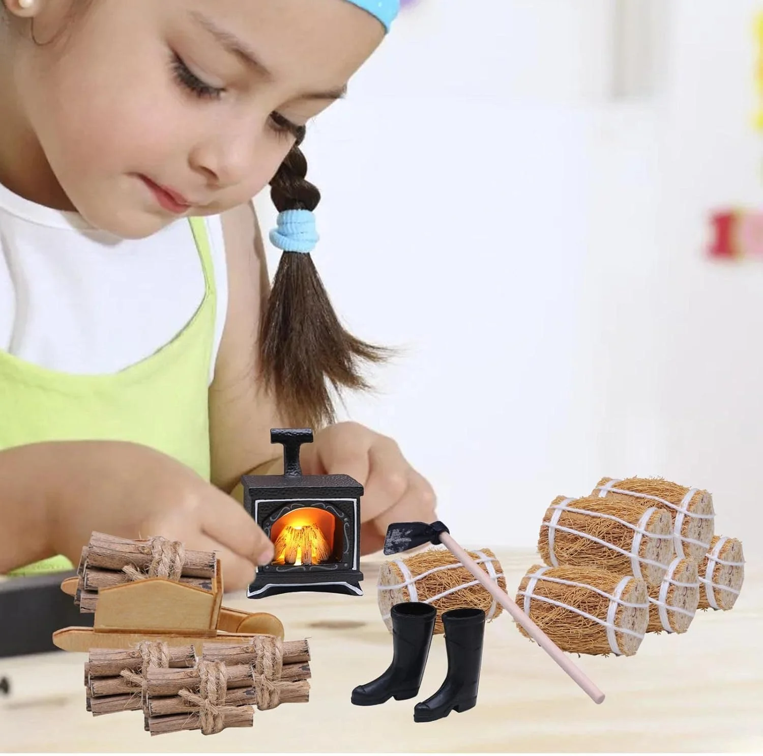 شومینه خانه عروسکی | کیت تزئینات کریسمس خانه عروسکی مینیاتوری با شومینه مینیاتوری قدیمی | لوازم جانبی مجموعه مدل صحنه مینی 1:12 برای مهمانی خانگی دیواری مینیاتوری