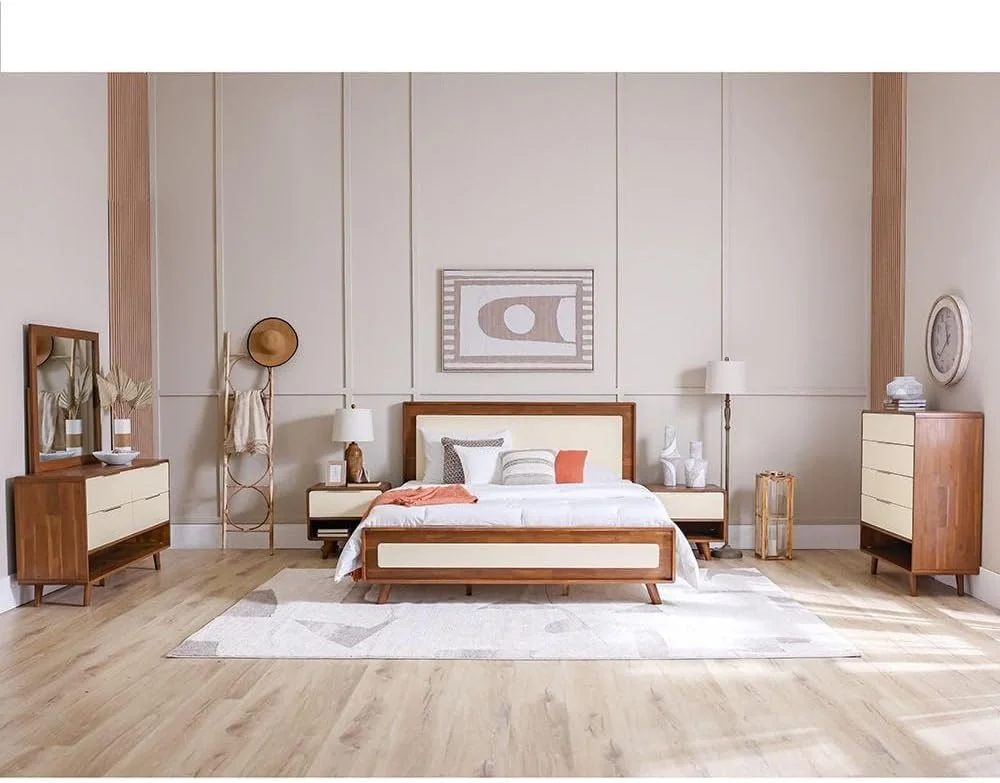 سرویس خواب دونفره چوبی مدل Danube Home Driftwood شامل تخت سایز کینگ 180x200 + 2 پاتختی + میز آرایش + آینه | مبلمان تختخواب دو نفره | تخت خواب راحت (بدون تشک) - قهوه ای و کرم سرویس خواب دونفره چوبی مدل Danube Home Driftwood شامل تخت سایز کینگ 180x200 + 2 پاتختی + میز آرایش + آینه | مبلمان تختخواب دو نفره | تخت خواب راحت (بدون تشک) - قهوه ای و کرم