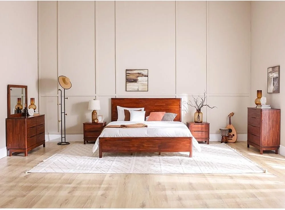 سرویس خواب چوبی کینگ دانوب هوم مدل Artisan با ابعاد 180X200 شامل تخت خواب، 2 پاتختی، میز آرایش و آینه | مبلمان تخت خواب دو نفره | تخت خواب راحت (تشک شامل نمی شود) - بلوطی مارون سرویس خواب چوبی کینگ دانوب هوم مدل Artisan با ابعاد 180X200 شامل تخت خواب، 2 پاتختی، میز آرایش و آینه | مبلمان تخت خواب دو نفره | تخت خواب راحت (تشک شامل نمی شود) - بلوطی مارون