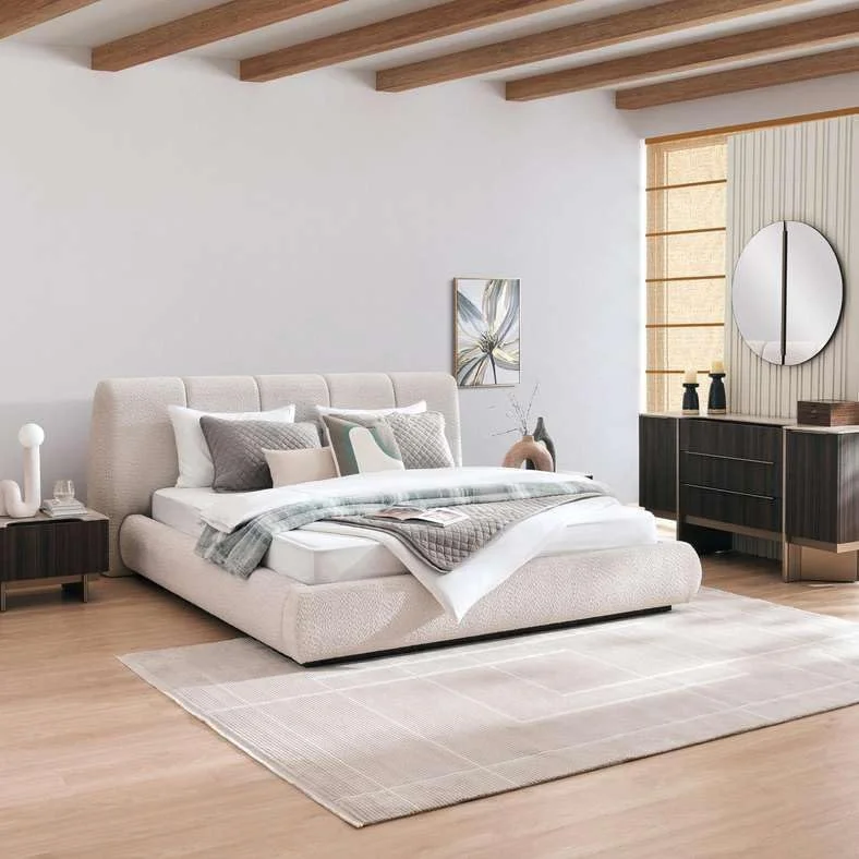 سرویس خواب 5 تکه پان هوم مدل Fiordland سایز 180X200 سانتیمتر رنگ سفید شیری گردویی سرویس خواب 5 تکه پان هوم مدل Fiordland سایز 180X200 سانتیمتر رنگ سفید شیری گردویی