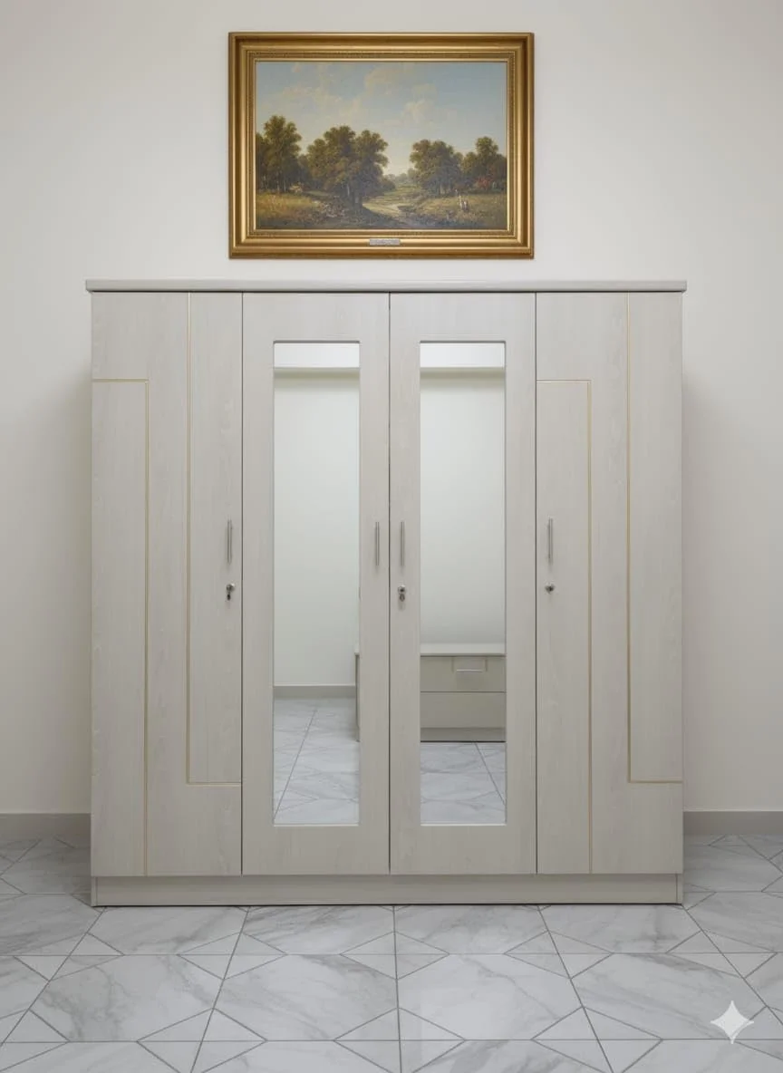 سرویس خواب 5 تکه دونفره سایز کینگ (180 * 200) شامل تخت خواب + میز آرایش (80 * 180 * 40) + 2 عدد پاتختی (50 * 50) + کمد 4 درب (200 * 200 * 50) ساخته شده از MDF مرغوب سرویس خواب 5 تکه دونفره سایز کینگ (180 * 200) شامل تخت خواب + میز آرایش (80 * 180 * 40) + 2 عدد پاتختی (50 * 50) + کمد 4 درب (200 * 200 * 50) ساخته شده از MDF مرغوب