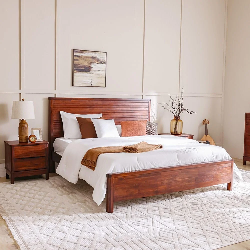 سرویس خواب چوبی کینگ دانوب هوم مدل Artisan با ابعاد 180X200 شامل تخت خواب، 2 پاتختی، میز آرایش و آینه | مبلمان تخت خواب دو نفره | تخت خواب راحت (تشک شامل نمی شود) - بلوطی مارون سرویس خواب چوبی کینگ دانوب هوم مدل Artisan با ابعاد 180X200 شامل تخت خواب، 2 پاتختی، میز آرایش و آینه | مبلمان تخت خواب دو نفره | تخت خواب راحت (تشک شامل نمی شود) - بلوطی مارون