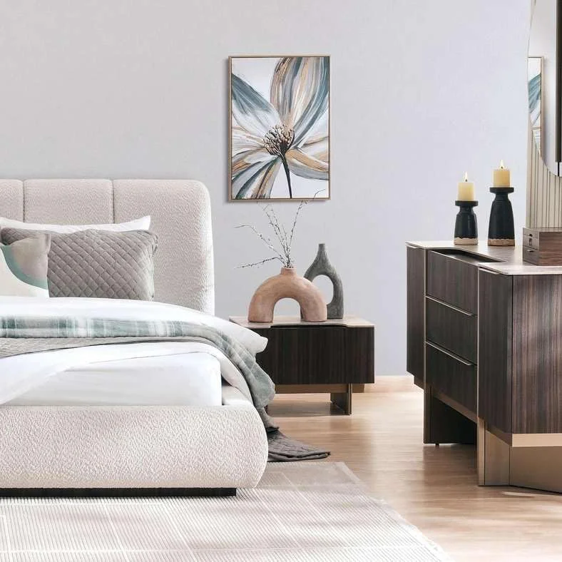 سرویس خواب 5 تکه پان هوم مدل Fiordland سایز 180X200 سانتیمتر رنگ سفید شیری گردویی سرویس خواب 5 تکه پان هوم مدل Fiordland سایز 180X200 سانتیمتر رنگ سفید شیری گردویی