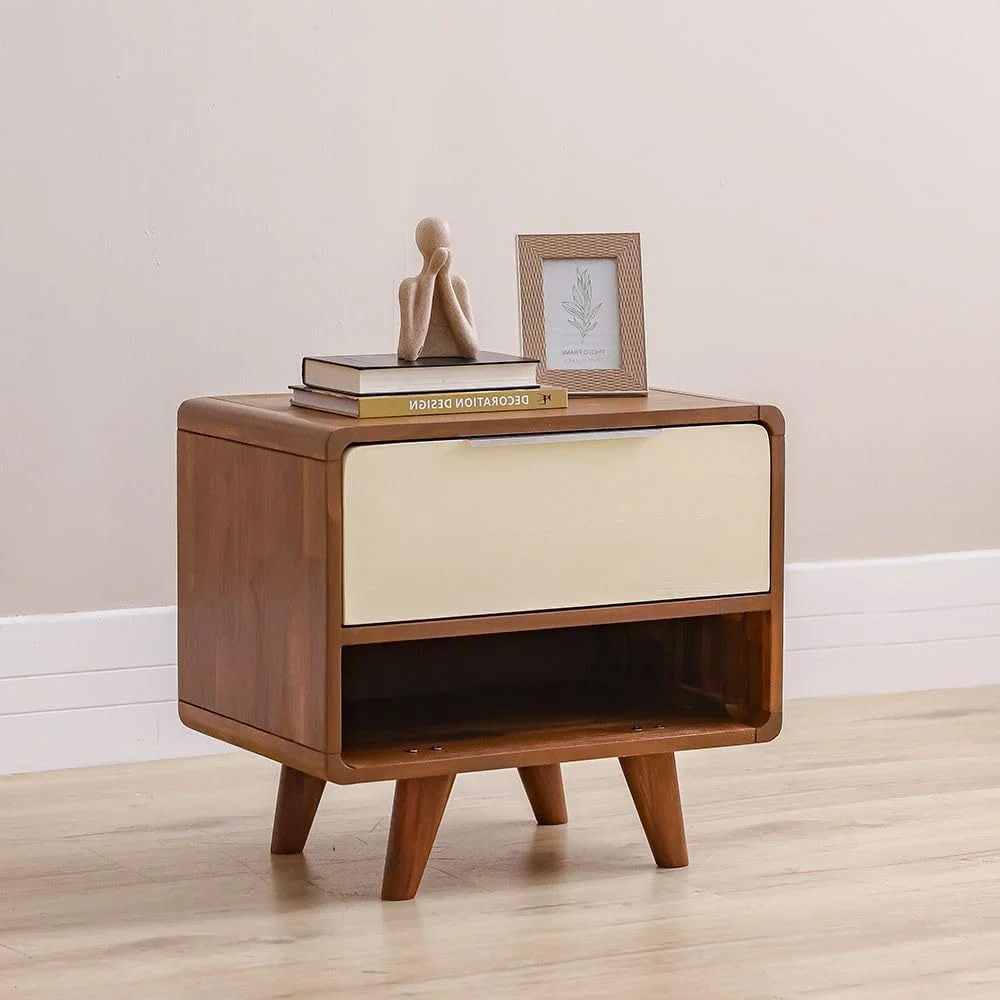 سرویس خواب دونفره چوبی مدل Danube Home Driftwood شامل تخت سایز کینگ 180x200 + 2 پاتختی + میز آرایش + آینه | مبلمان تختخواب دو نفره | تخت خواب راحت (بدون تشک) - قهوه ای و کرم