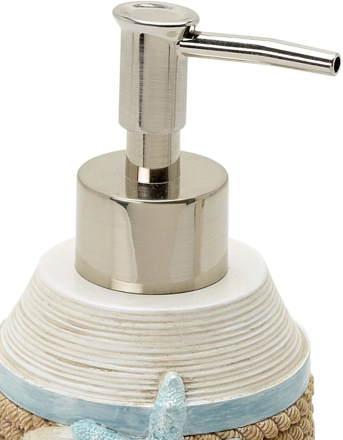 ظرف لوسیون Zenna Home طرح Seaside Serenity، لوازم جانبی حمام، آبی فیروزه ای/عاجی