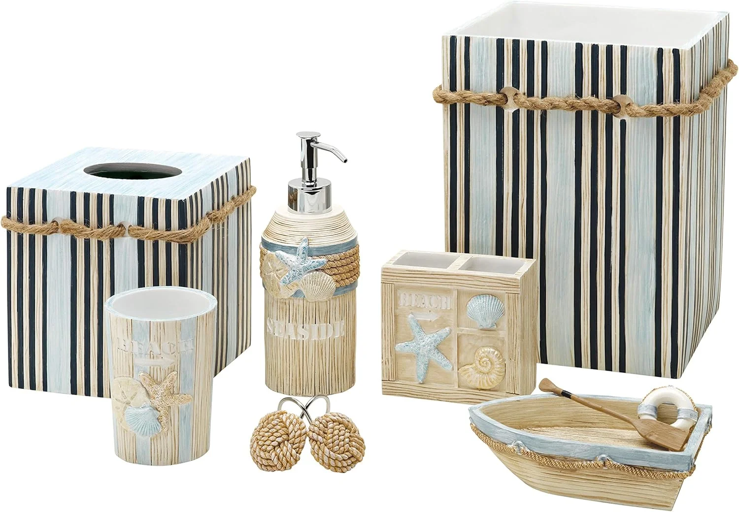 ظرف لوسیون Zenna Home طرح Seaside Serenity، لوازم جانبی حمام، آبی فیروزه ای/عاجی