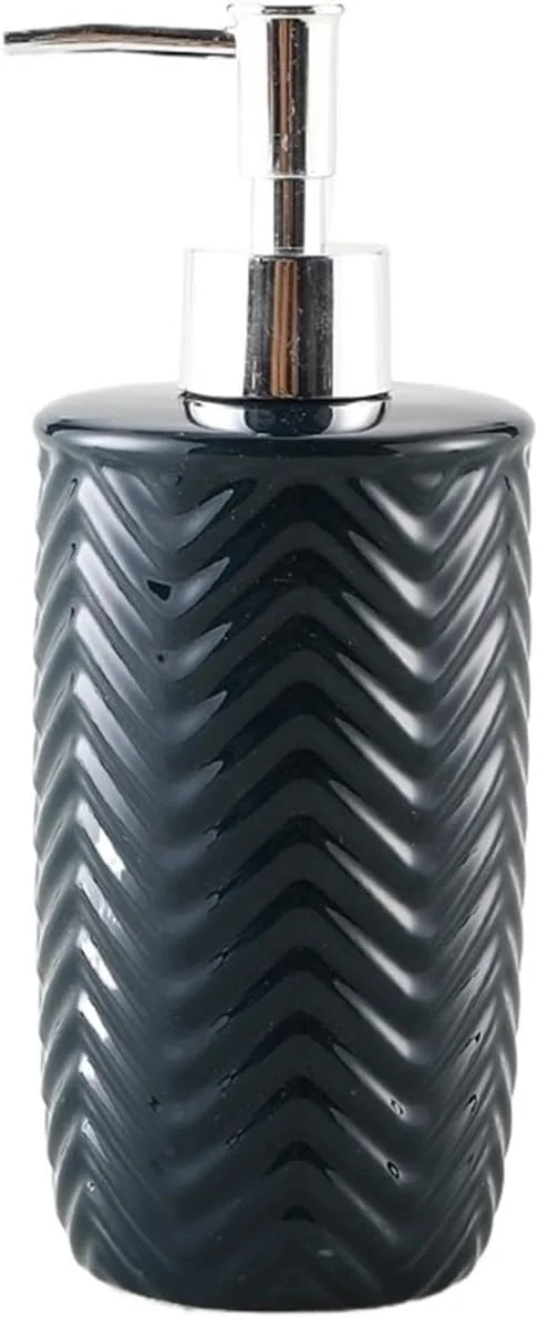 ZENGXJYCQINGJIANG جا صابونی سرامیکی مشکی با پمپ نقره ای، پمپ دستی، جا صابونی دستی برای حمام و آشپزخانه