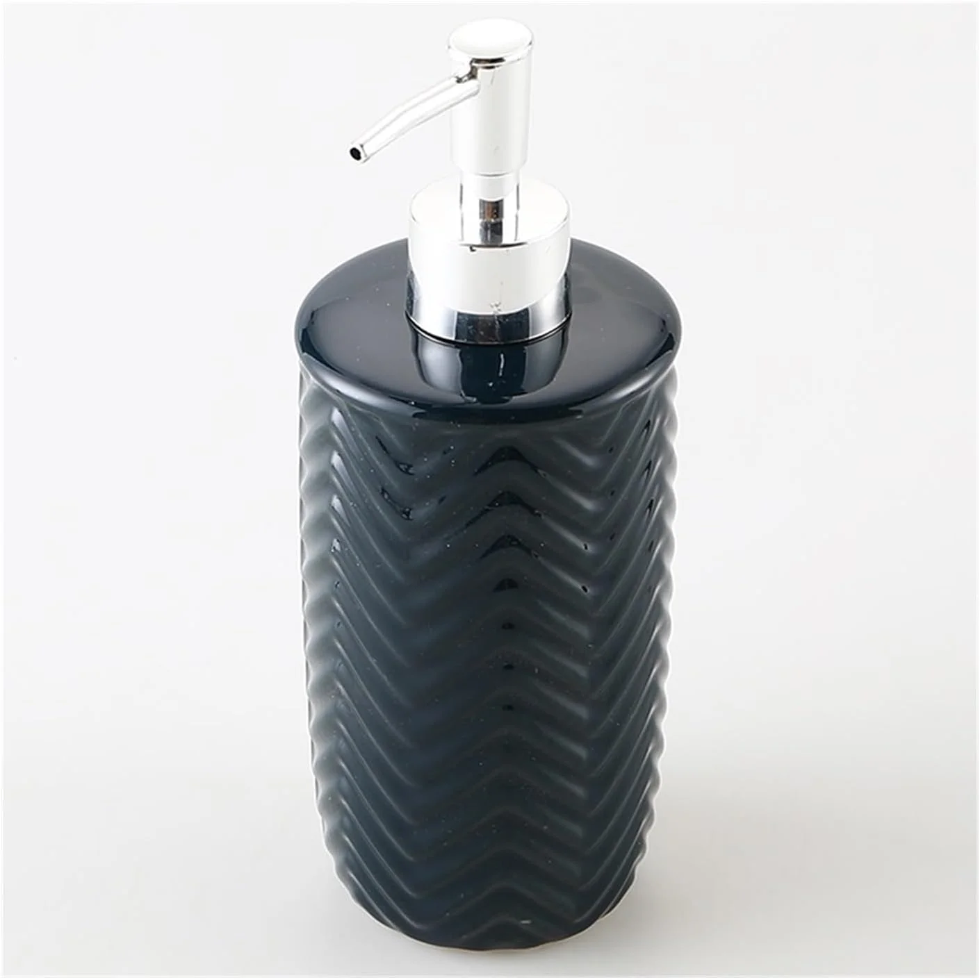ZENGXJYCQINGJIANG جا صابونی سرامیکی مشکی با پمپ نقره ای، پمپ دستی، جا صابونی دستی برای حمام و آشپزخانه
