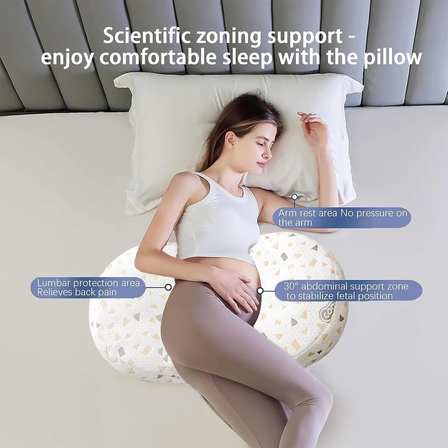 بالش بارداری 0TO1 TECH برای خوابیدن، بالش خوابیدن به پهلو برای تغذیه نوزاد، پشتیبانی از کمر، پاها، شکم، باسن زنان باردار، جداشدنی و قابل تنظیم با روکش بالش