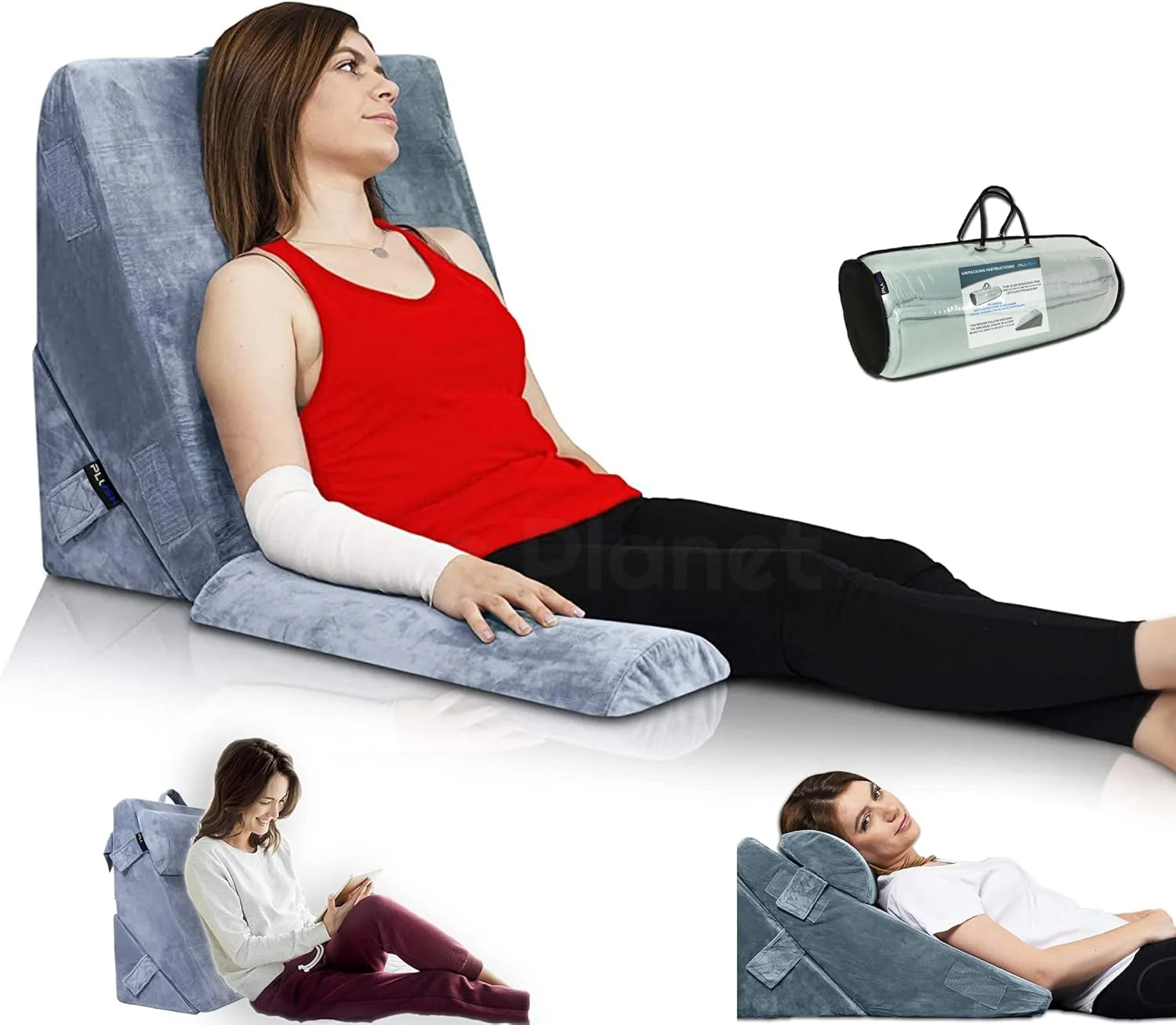 بالش گوه ای تخت خواب PLUSH برای بزرگسالان، ارتفاع قابل تنظیم برای بهبودی پزشکی، بارداری، رفلاکس اسید، بالا بردن پا، استراحت پا، مطالعه، پشتیبانی از کمر، گردن، GERD، آرامش، صمیمیت