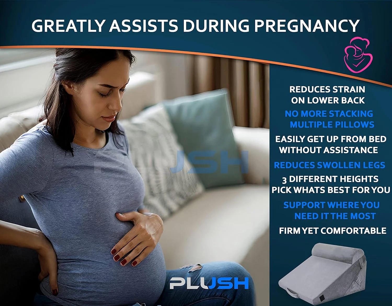 بالش گوه ای تخت خواب PLUSH برای بزرگسالان، ارتفاع قابل تنظیم برای بهبودی پزشکی، بارداری، رفلاکس اسید، بالا بردن پا، استراحت پا، مطالعه، پشتیبانی از کمر، گردن، GERD، آرامش، صمیمیت