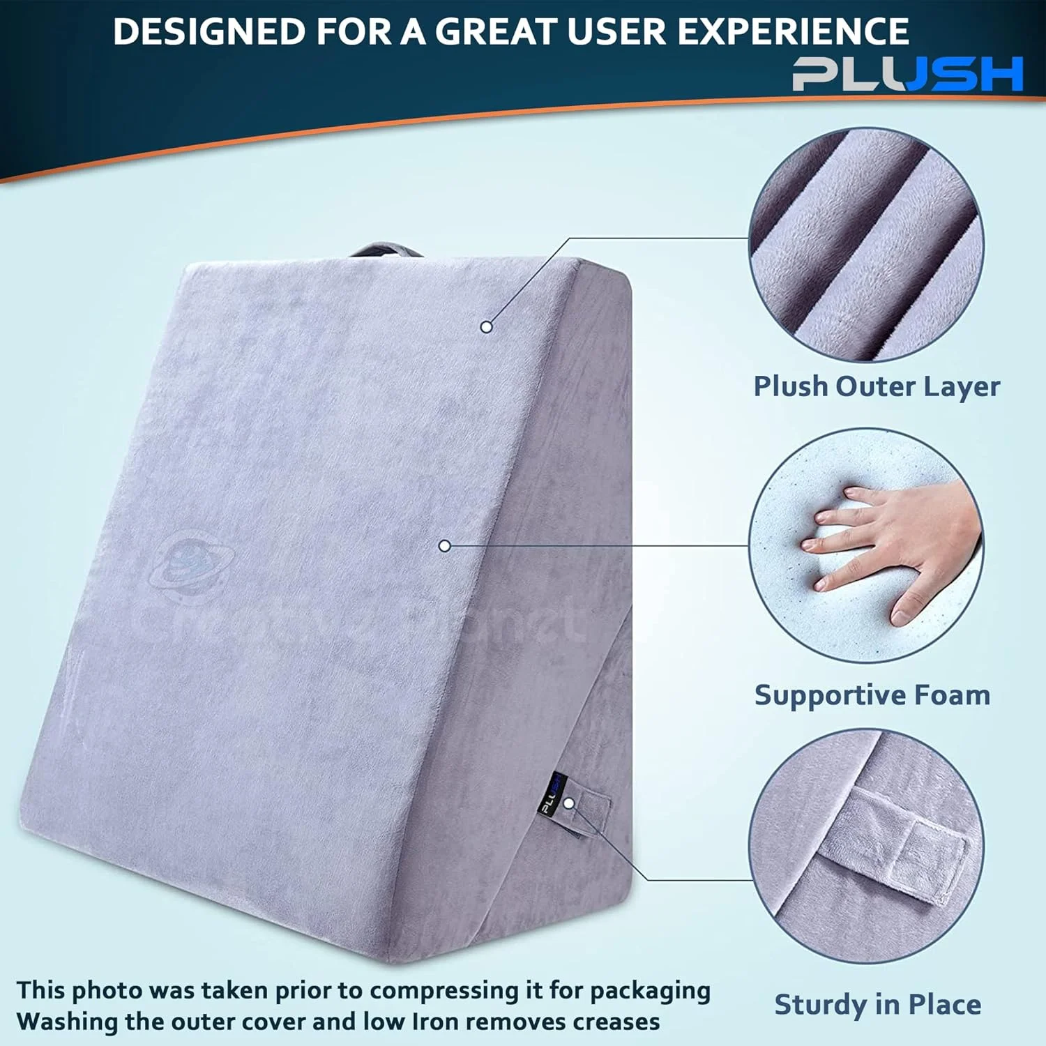 بالش گوه ای تخت خواب PLUSH برای بزرگسالان، ارتفاع قابل تنظیم برای بهبودی پزشکی، بارداری، رفلاکس اسید، بالا بردن پا، استراحت پا، مطالعه، پشتیبانی از کمر، گردن، GERD، آرامش، صمیمیت