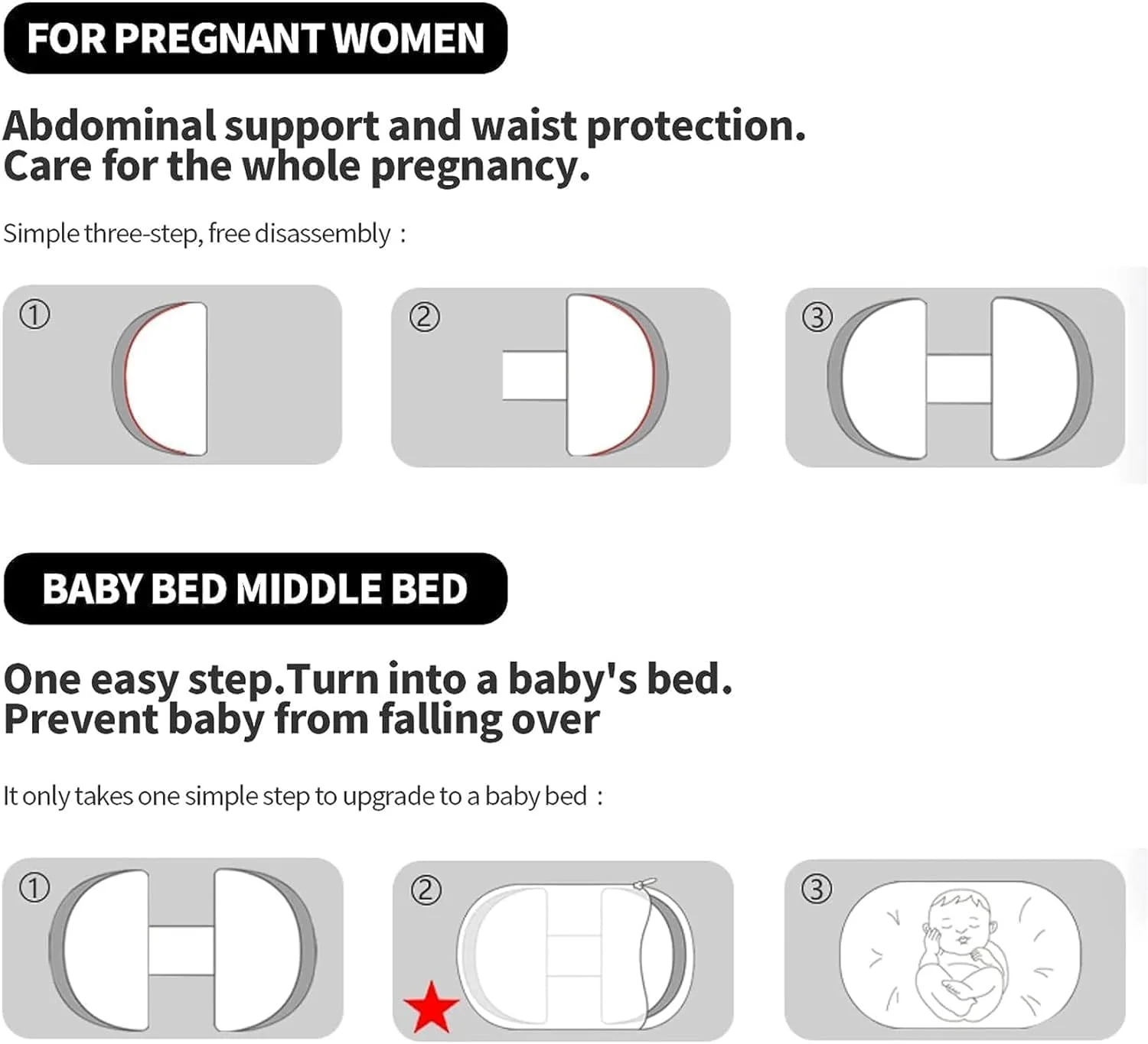 بالش بارداری 0TO1 TECH برای خوابیدن، بالش خوابیدن به پهلو برای تغذیه نوزاد، پشتیبانی از کمر، پاها، شکم، باسن زنان باردار، جداشدنی و قابل تنظیم با روکش بالش