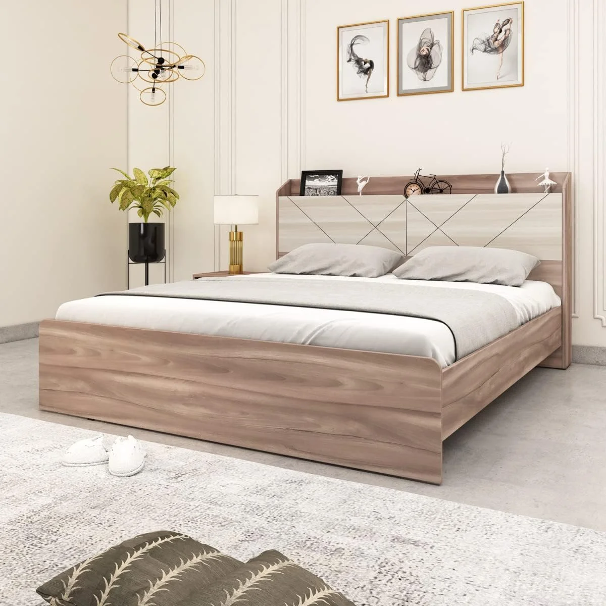 سرویس خواب کینگ 5 تکه هوم باکس مدل Brixton ابعاد 217x110x191 سانتی متر رنگ قهوه ای