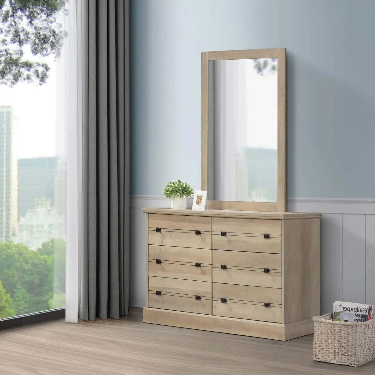 سرویس خواب 5 تکه کینگ هوم باکس مدل بلیر شامل تخت کینگ، 2 پاتختی، میز آرایش و آینه - 180x200 سانتی متر