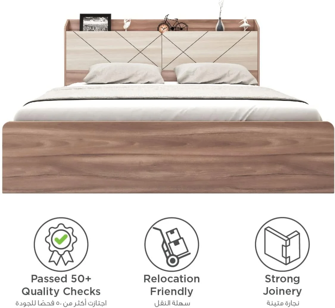 سرویس خواب کینگ 5 تکه هوم باکس مدل Brixton ابعاد 217x110x191 سانتی متر رنگ قهوه ای