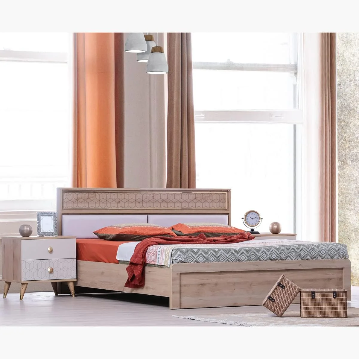 سرویس خواب 5 تکه کینگ هوم باکس مدل Pandora ابعاد 210.5 X 100.8 X 192 سانتی متر رنگ بژ/سفید سرویس خواب 5 تکه کینگ هوم باکس مدل Pandora ابعاد 210.5 X 100.8 X 192 سانتی متر رنگ بژ/سفید