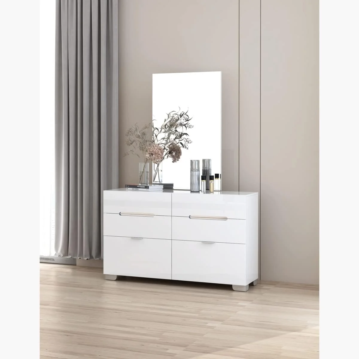 سرویس خواب 5 تکه کینگ هوم باکس مدل Santorini ابعاد 208.5 X 110 X 186.8 سانتی متر رنگ سفید