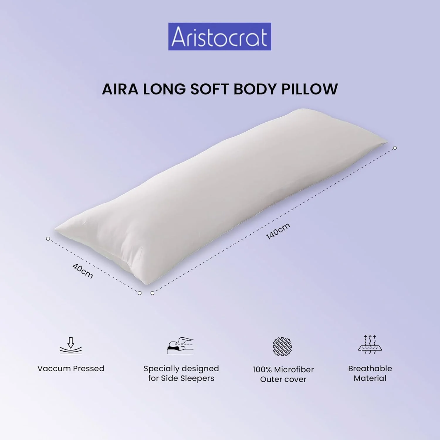 بالش بدنی بلند آریستوکرات برای خواب پهلو، بسته بندی شده با وکیوم 40x140 سانتی متر بالش بدنی بلند آریستوکرات برای خواب پهلو، بسته بندی شده با وکیوم 40x140 سانتی متر