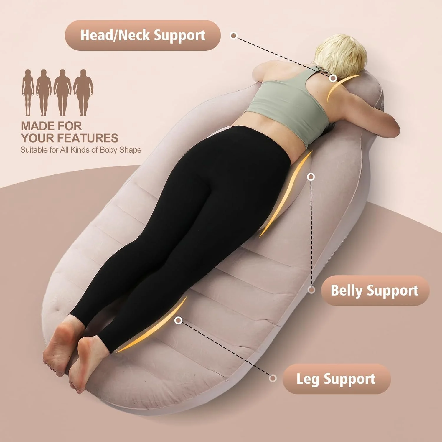 بالش بارداری بادی آنکیلا، تخت بادی/شناور تمام بدن مخصوص دوران بارداری با سوراخ برای شکم، بهترین بالش بارداری برای خوابیدن به حالت دمر، بالش بارداری و ملزومات بارداری (خاکی) بالش بارداری بادی آنکیلا، تخت بادی/شناور تمام بدن مخصوص دوران بارداری با سوراخ برای شکم، بهترین بالش بارداری برای خوابیدن به حالت دمر، بالش بارداری و ملزومات بارداری (خاکی)