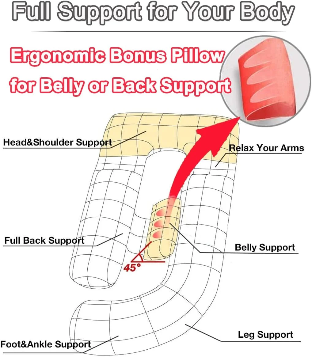 بالش بارداری جداشدنی AS AWESLING برای زنان باردار | بالش بارداری 152 سانتی متری برای خواب | بالش بزرگ تمام بدن برای بارداری با روکش مخملی کریستالی (خاکستری تیره)