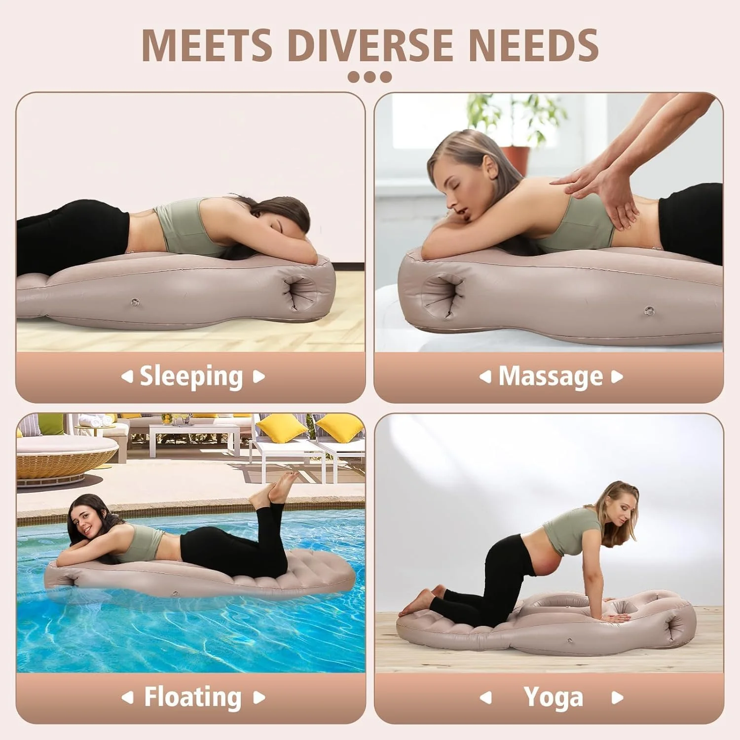 بالش بارداری بادی آنکیلا، تخت بادی/شناور تمام بدن مخصوص دوران بارداری با سوراخ برای شکم، بهترین بالش بارداری برای خوابیدن به حالت دمر، بالش بارداری و ملزومات بارداری (خاکی) بالش بارداری بادی آنکیلا، تخت بادی/شناور تمام بدن مخصوص دوران بارداری با سوراخ برای شکم، بهترین بالش بارداری برای خوابیدن به حالت دمر، بالش بارداری و ملزومات بارداری (خاکی)