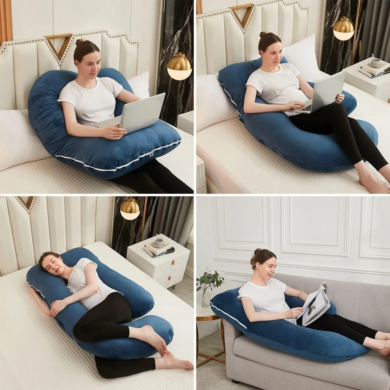 بالش بارداری AputuePregnancy، بالش بارداری تمام بدن U شکل 68 اینچی با روکش مخملی قابل جدا شدن، بالش تمام بدن J شکل برای پشتیبانی از خواب بارداری برای زنان باردار پشت، باسن، پاها بالش بارداری AputuePregnancy، بالش بارداری تمام بدن U شکل 68 اینچی با روکش مخملی قابل جدا شدن، بالش تمام بدن J شکل برای پشتیبانی از خواب بارداری برای زنان باردار پشت، باسن، پاها