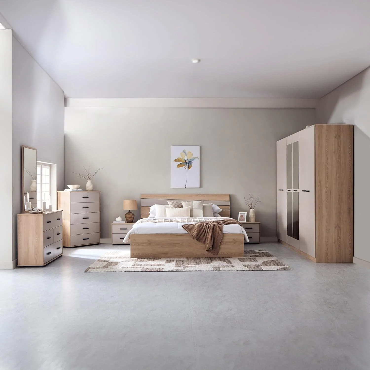 سرویس خواب 5 تکه کینگ هوم باکس مدل مادرید - 180x200 سانتی متر