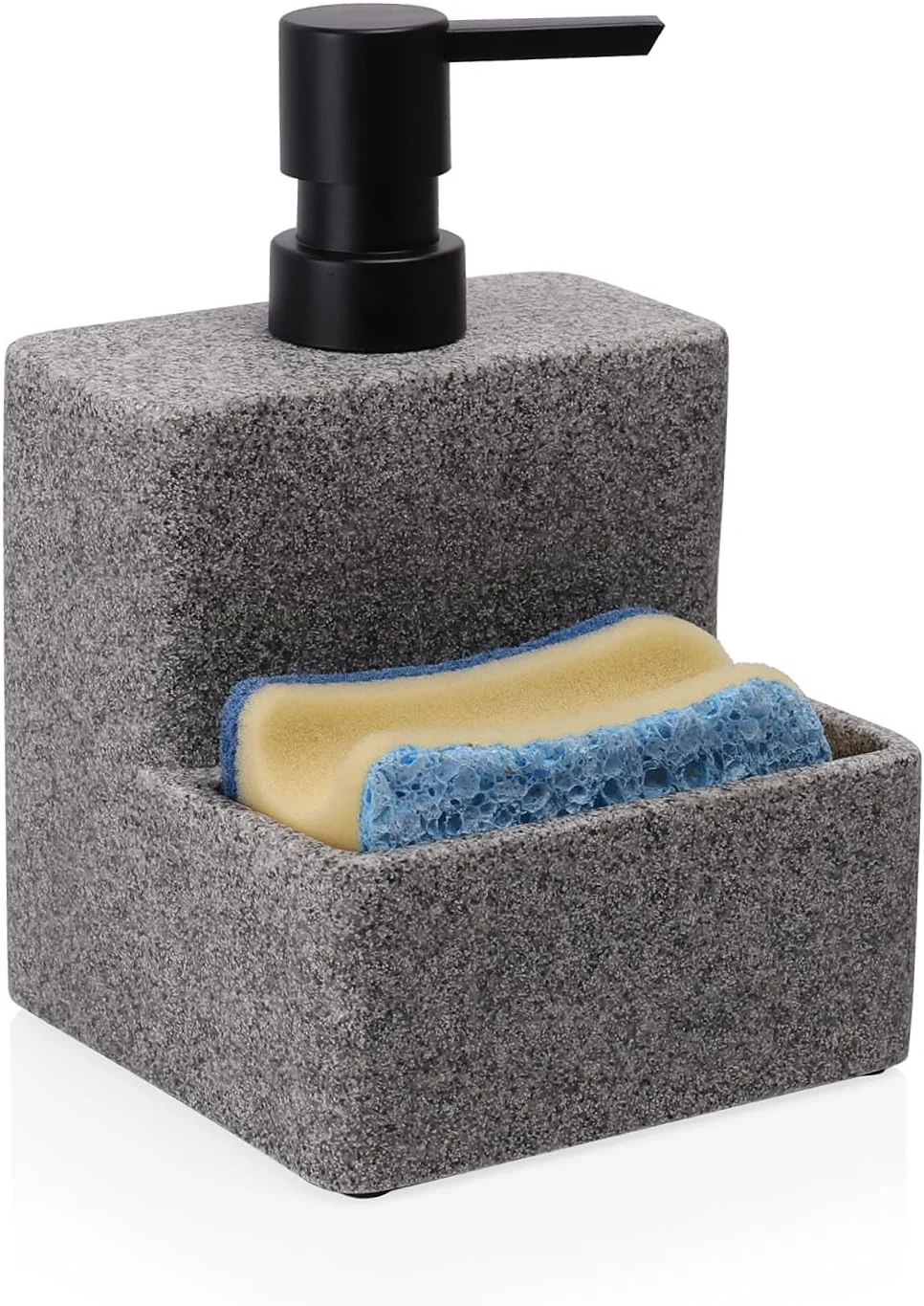 جا مایع ظرفشویی ZCCZ با جا اسکاچی، پمپ مایع دستشویی و ظرفشویی و جا اسکاچی 2 در 1 برای نگهداری و سازماندهی سینک ظرفشویی آشپزخانه و حمام