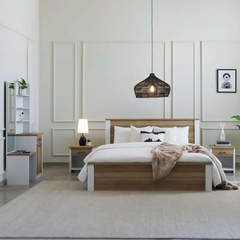 سرویس خواب 5 تکه پان هوم مدل Silvino سایز 180X200 سانتی متر MDF سفید