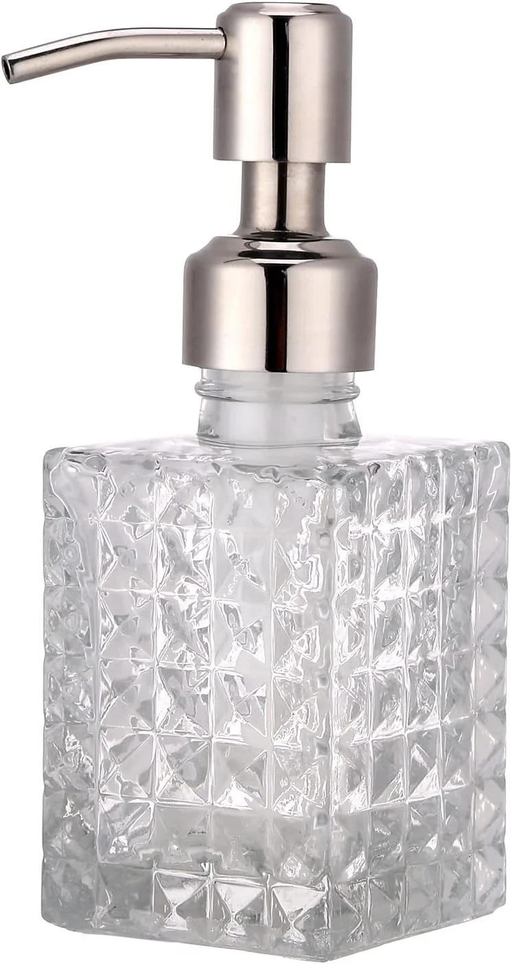 جا مایع ظرفشویی یون ناسی، قابل شارژ مجدد، شیشه ای با نازل استیل ضد زنگ برای مایع ظرفشویی، شامپو، لوسیون، مناسب برای روی میز حمام، آشپزخانه، اتاق لباسشویی (مدل 4)