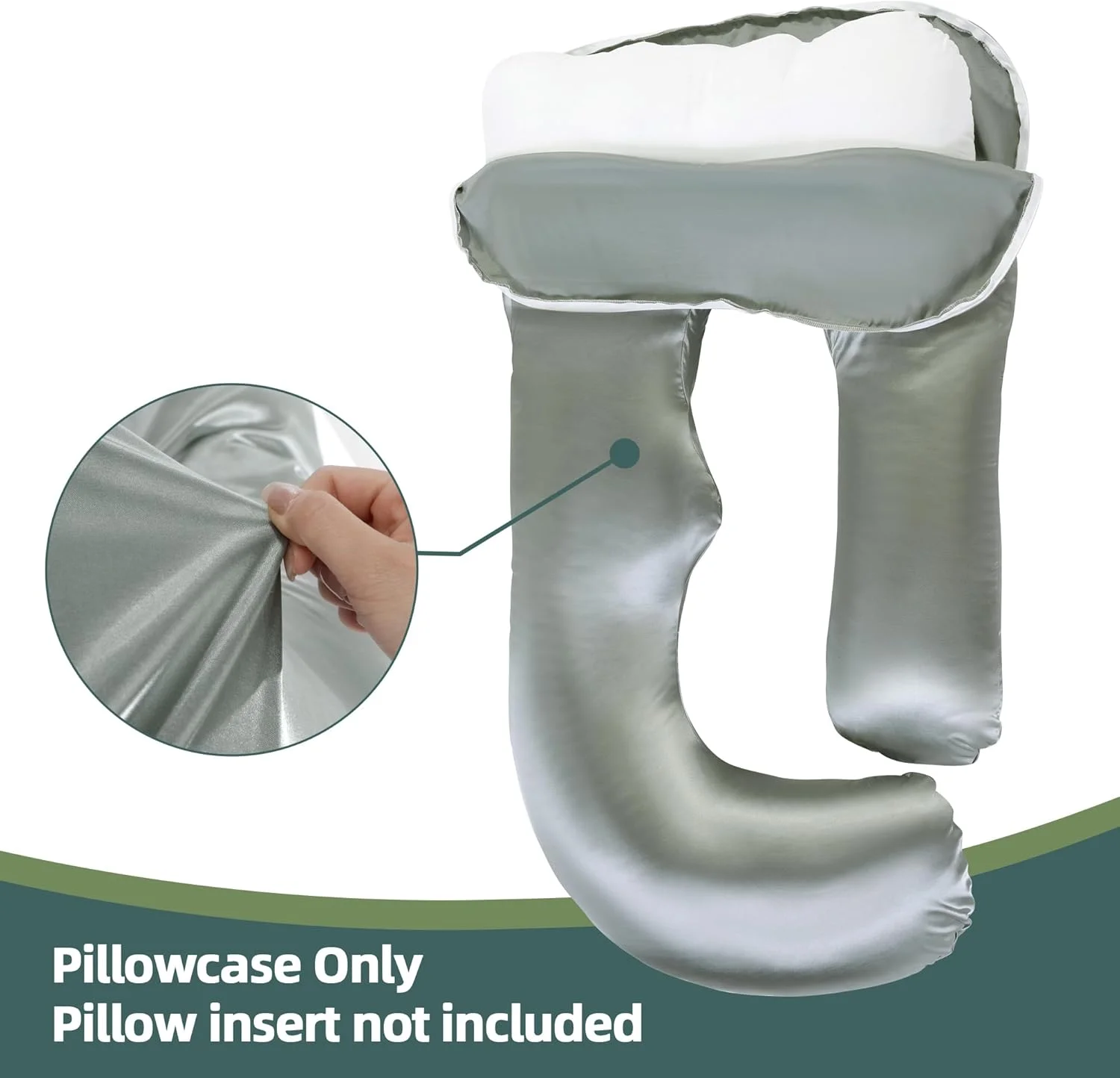 روکش بالش بارداری ساتن ابریشمی BALAPET (فقط روبالشی)، روکش بالش بارداری U شکل نرم با زیپ مخفی، محافظ بالش بزرگ لوکس نرم و قابل تنفس برای خواب پهلو، خاکستری تیره روکش بالش بارداری ساتن ابریشمی BALAPET (فقط روبالشی)، روکش بالش بارداری U شکل نرم با زیپ مخفی، محافظ بالش بزرگ لوکس نرم و قابل تنفس برای خواب پهلو، خاکستری تیره