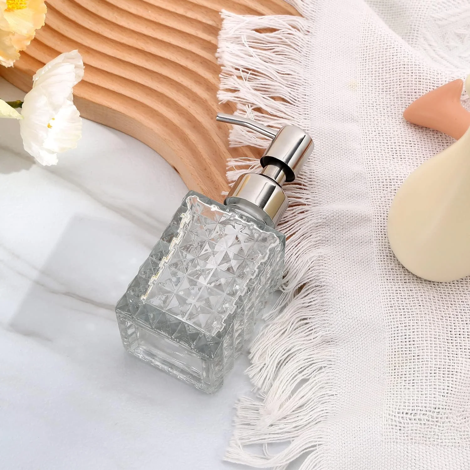 جا مایع ظرفشویی یون ناسی، قابل شارژ مجدد، شیشه ای با نازل استیل ضد زنگ برای مایع ظرفشویی، شامپو، لوسیون، مناسب برای روی میز حمام، آشپزخانه، اتاق لباسشویی (مدل 4) جا مایع ظرفشویی یون ناسی، قابل شارژ مجدد، شیشه ای با نازل استیل ضد زنگ برای مایع ظرفشویی، شامپو، لوسیون، مناسب برای روی میز حمام، آشپزخانه، اتاق لباسشویی (مدل 4)