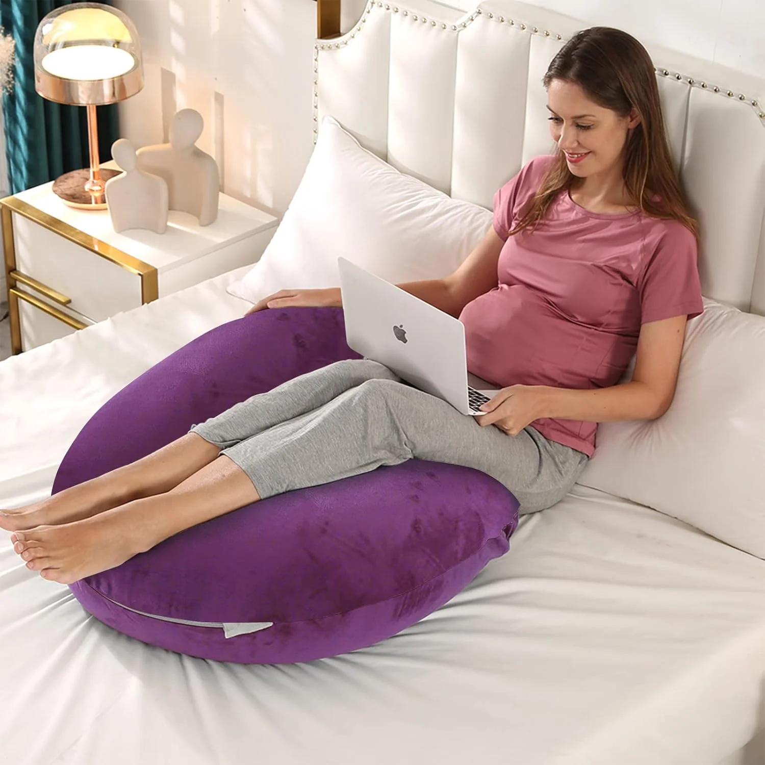 بالش بارداری BATTOP برای خواب، بالش بدن بارداری با روکش قابل شستشو، هدیه برای مادران جدید، پشتیبانی از کمر، باسن، پاها، شکم برای زنان باردار (بنفش تیره) بالش بارداری BATTOP برای خواب، بالش بدن بارداری با روکش قابل شستشو، هدیه برای مادران جدید، پشتیبانی از کمر، باسن، پاها، شکم برای زنان باردار (بنفش تیره)