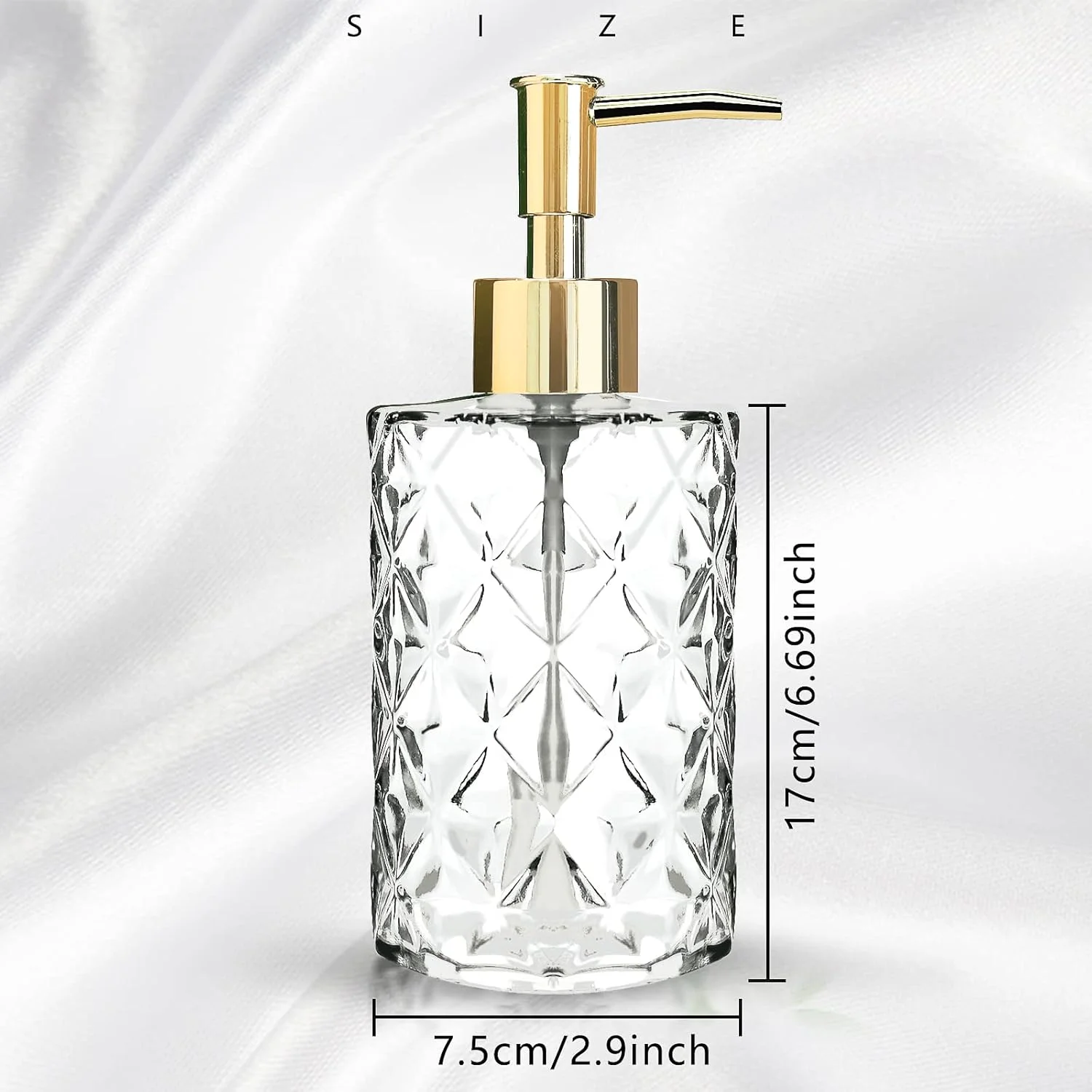 ظرف صابون شیشه ای Yiter مدل 330ml/12oz، ظرف چند منظوره برای دستشویی، آشپزخانه، اتاق خواب - قابل استفاده مجدد برای لوسیون، مواد شوینده، روغن ضروری (2 عدد/شفاف طلایی)