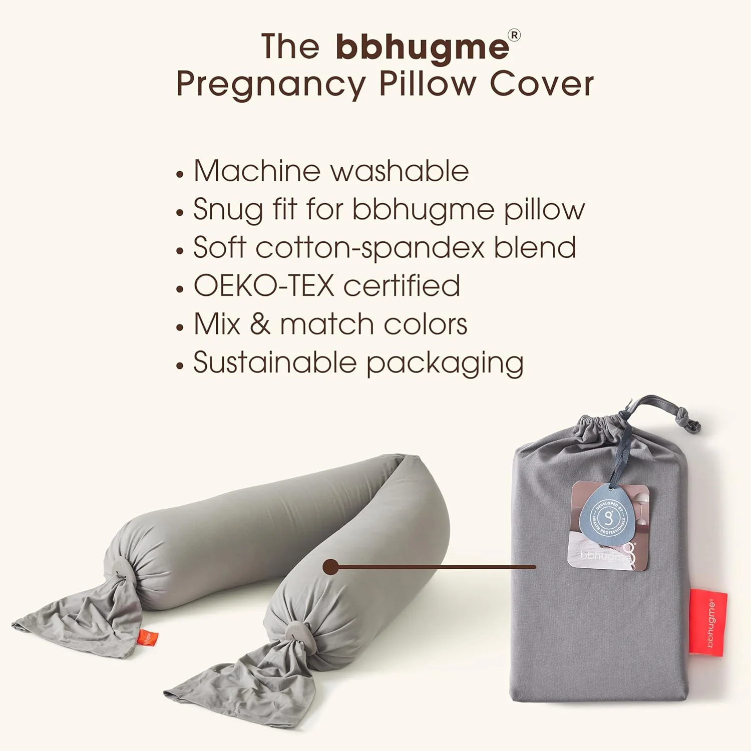 روکش بالش بارداری bbhugme طرح Stone (خاکستری) روکش بالش بارداری bbhugme طرح Stone (خاکستری)