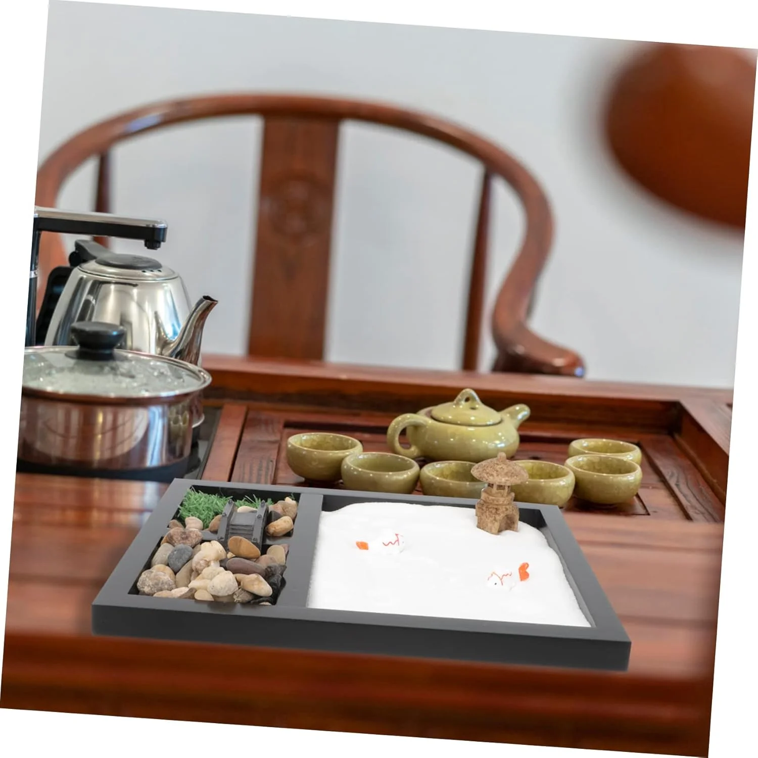 ست تزئینی میز شن ذن سندباکس، مناسب برای دکوراسیون منزل، باغ ذن برای میز، تزئینات خانه، تزئینات اتاق، مجسمه نشیمن، صنایع دستی نقاشی، جعبه شن ذن