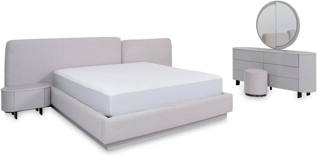 سرویس خواب 6 تکه پان هوم مدل پکن 180X200 سانتی متر - خاکستری روشن