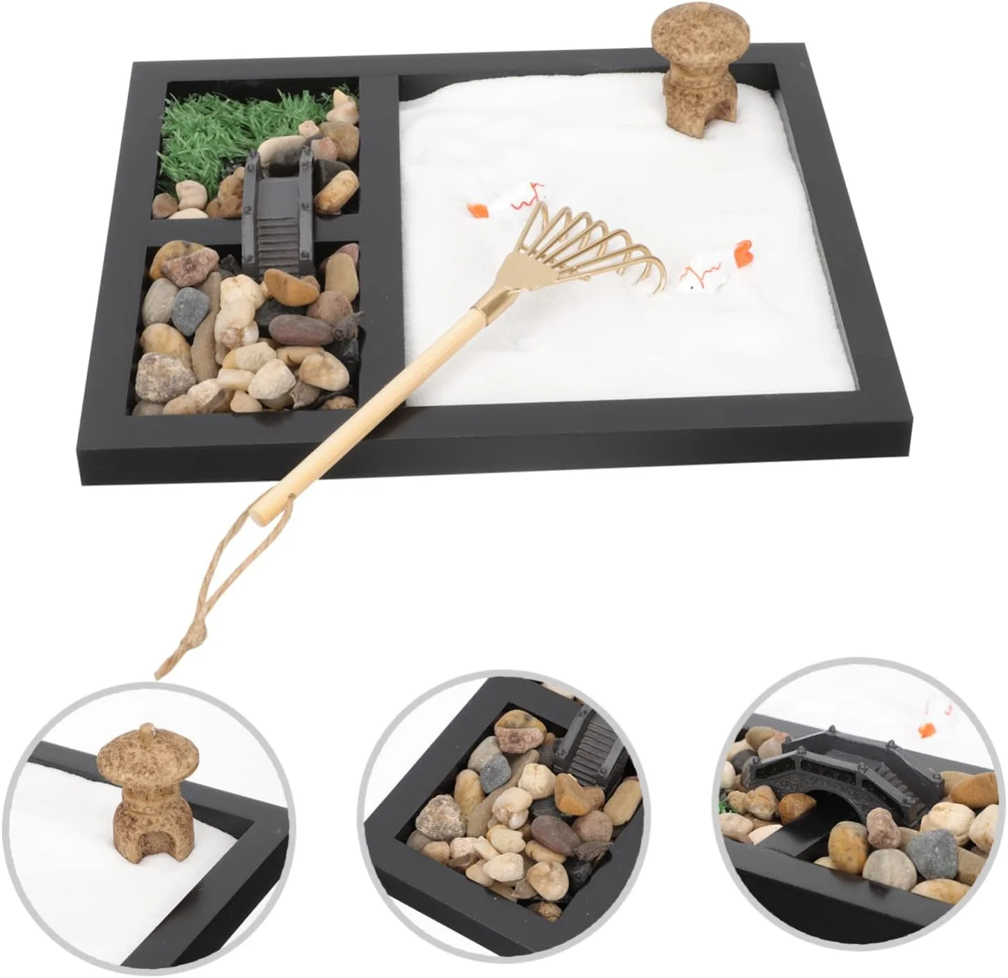 ست تزئینی میز شن ذن سندباکس، مناسب برای دکوراسیون منزل، باغ ذن برای میز، تزئینات خانه، تزئینات اتاق، مجسمه نشیمن، صنایع دستی نقاشی، جعبه شن ذن